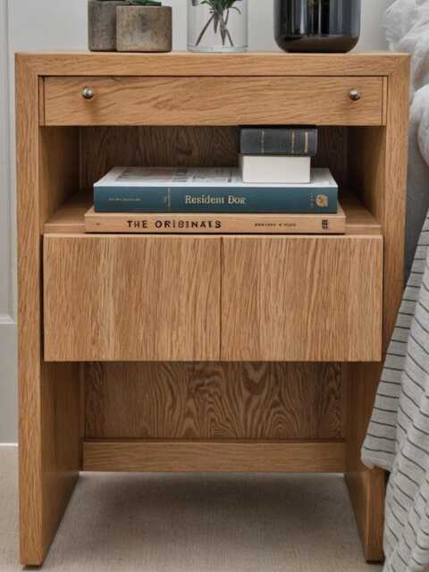 Solid Wood Bedside Table in Oak & Walnut, Modern With Wooden Or Metal Legs, Individually Customizable, Made-To-Measure Nightstand - image 1