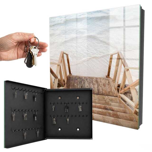 Beach Peace Key Cabinet For Home, Brown Box Minimalist Landscapes, Lovers Of Nature & Silence - image 1