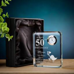 Personalised Any Age Birthday Crystal Glass Clock Gift For Her 18Th 21st 30Th 40Th 50Th 60Th 70Th 80Th - thumbnail 1