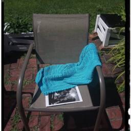 Crochet Blanket/Blue Rectangle Tablecloth Housewarming Gift - thumbnail 2
