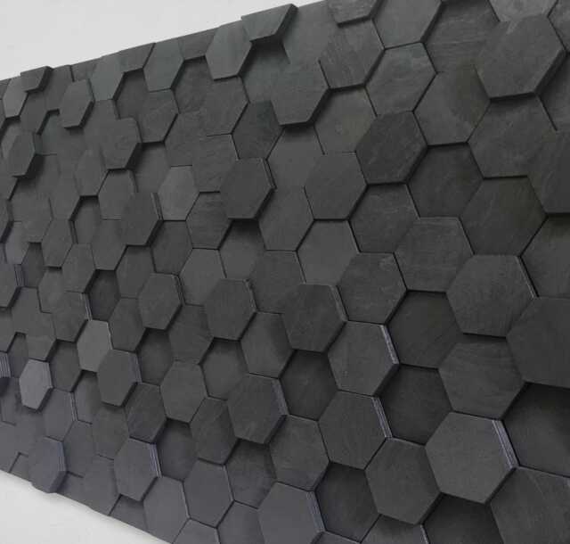 Black Reclaimed Wood Hexagon Wall Art - Sound Diffuser - image 1