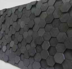 Black Reclaimed Wood Hexagon Wall Art - Sound Diffuser - thumbnail 1