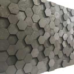 Black Reclaimed Wood Hexagon Wall Art - Sound Diffuser - thumbnail 4