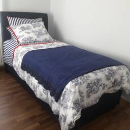Toile Duvet Cover -French Country Toile Bedding - Floral Print Navy Black Cotton Queen Cal King Oversized Super King 120x98 Nurdanceyiz - thumbnail 2
