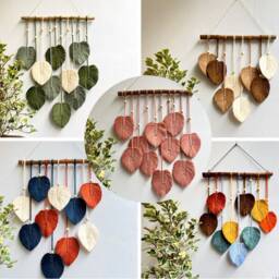 Colorful Leaf Macrame Wall Hanging Boho Art Tapestry - thumbnail 2