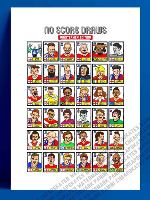 York City - No Score Draws Minstermen Edition A3 Print Of 36 Hand-Drawn Panini-style Doodles Ycfc Icons Wonky Football Art - image 1