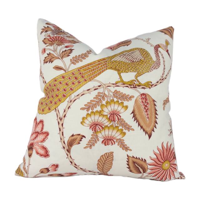 Schumacher - Campagne Rose & Ochre Lush Lively French Floral Designer Cushion Cover Handmade Throw Pillow Home Decor - image 1