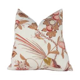 Schumacher - Campagne Rose & Ochre Lush Lively French Floral Designer Cushion Cover Handmade Throw Pillow Home Decor - thumbnail 2