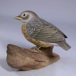 Baby American Robin Original Wood Carving - thumbnail 3