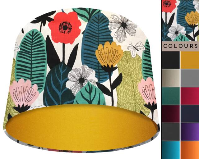Floral Scandi Lampshade Modern Table Or Ceiling Light Shade - image 1