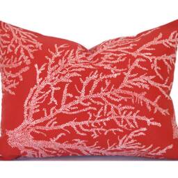Outdoor Pillow Covers With Zipper, Washable, Quick Shipping, Sea Coral Red - thumbnail 2