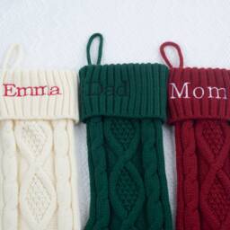Personalized Knit Christmas Stockings, Embroidered Stocking, Family Stockings, Holiday Stocking, Christmas Gifts, Monogram Stockings - thumbnail 2