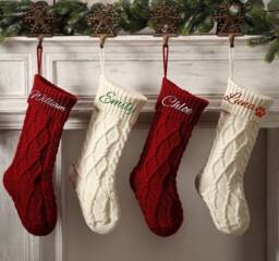 Personalized Knit Christmas Stockings, Embroidered Stocking, Family Stockings, Holiday Stocking, Christmas Gifts, Monogram Stockings - thumbnail 1
