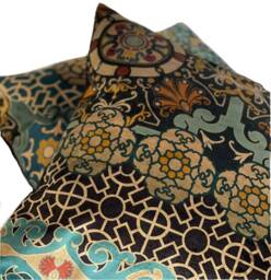 Velvet Cushion Cover Osborne & Little Mansfield Fabric Ginger Black Trellis - thumbnail 1