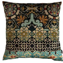 Velvet Cushion Cover Osborne & Little Mansfield Fabric Ginger Black Trellis - thumbnail 3