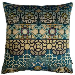 Velvet Cushion Cover Osborne & Little Mansfield Fabric Ginger Black Trellis - thumbnail 2