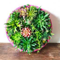 Round Faux Succulent 3D Wall Art Modern Framed Realistic Plant Decor Home Or Business - thumbnail 1