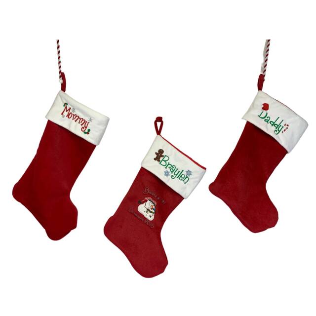 Personalized Embroidered Luxurious Christmas Stocking, Custom Lined Baby's First Stocking - image 1
