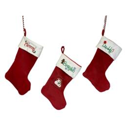 Personalized Embroidered Luxurious Christmas Stocking, Custom Lined Baby's First Stocking - thumbnail 1