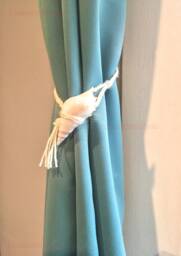 Cone Shell Curtain Tiebacks Handmade Cotton Rope, Beach Decor Window Holder