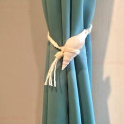 Cone Shell Curtain Tiebacks Handmade Cotton Rope, Beach Decor Window Holder - thumbnail 3