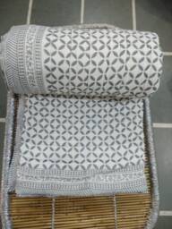 Handmade Cotton Quilt Hand Block Print Indian Bedspread - thumbnail 1