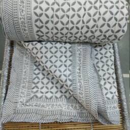 Handmade Cotton Quilt Hand Block Print Indian Bedspread - thumbnail 2