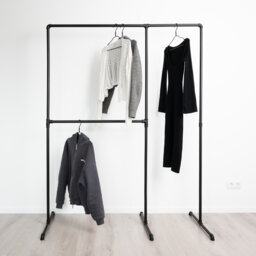 Clothes Rack Industrial Helga Black - Walk-In Wardrobe Freestanding Ready To Assemble Bedroom Hallway