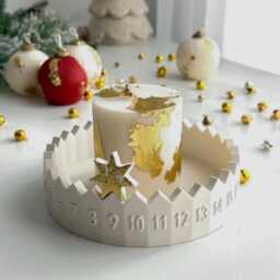 Advent Countdown Christmas Calendar Candle Holder Tray Decor - Handmade Jesmonite Neutral Home & Perfect Gifts - thumbnail 3