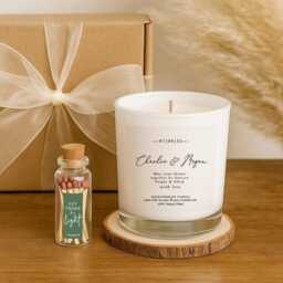 Personalized Wedding Candle Gift Set Soy Aromatherapy, Box & Matches - thumbnail 3