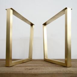 "Brass Trapezoid Dining Table Legs, W 24 "" - H 25-30" - thumbnail 2