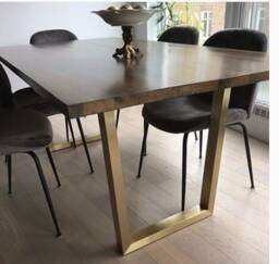 "Brass Trapezoid Dining Table Legs, W 24 "" - H 25-30" - thumbnail 3