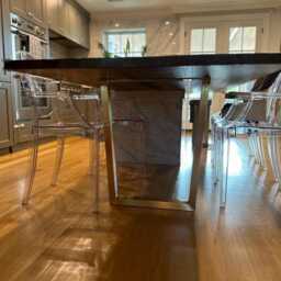 "Brass Trapezoid Dining Table Legs, W 24 "" - H 25-30" - thumbnail 4