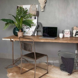 Reclaimed Wood Industrial Desk Metal Trestle Legs, Rustic Office Decor - thumbnail 2
