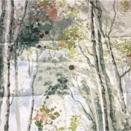 Handmade Lampshade in Prestigious Textiles Birch Tree Print Fabric, Coral & Green Various Sizes Available, Ceiling Or Table Lamp Options - thumbnail 2