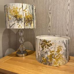 Handmade Lampshade in Prestigious Textiles Birch Tree Print Fabric, Coral & Green Various Sizes Available, Ceiling Or Table Lamp Options - thumbnail 3