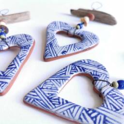 Handmade Ceramic Heart Ornament Coastal Driftwood Wall Art - thumbnail 3