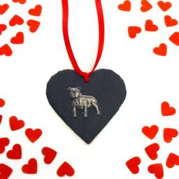 Staffordshire Bull Terrier Natural Slate Heart - 2026 Christmas Decoration Hanging Ornament Staffie Mum Gift Pet Dog - thumbnail 2