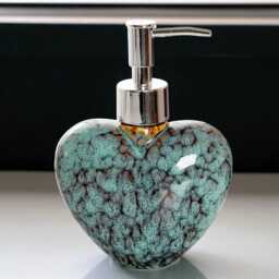 Heart-Shaped Ceramic Soap Dispenser Marbled Glaze, Chrome Pump - thumbnail 4