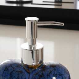 Heart-Shaped Ceramic Soap Dispenser Marbled Glaze, Chrome Pump - thumbnail 2