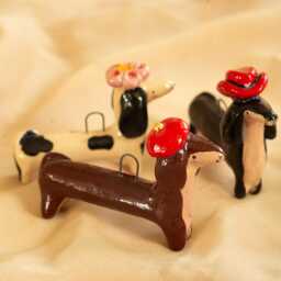 Ceramic Dachshund Lucky Dog Ornament Handcrafted Good Luck Charm - thumbnail 2