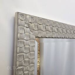 Full Length Wall Mirror Wood Square Mosaic Design Frame Antique White Silver Colour Bevelled Edge 132x46cm - 52x18 Inches Tall - thumbnail 2