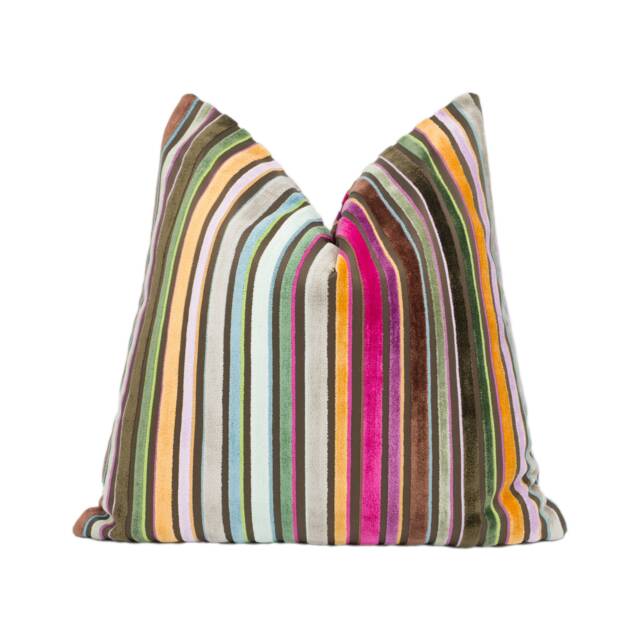 Gp & J Baker - Cardinal Stripe Jewel Funky Unique Colourful Velvet Designer Cushion Cover Luxury Throw Pillow Handmade Home D??cor - image 1