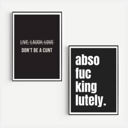 Set Of 2 Prints, Fun Wall Prints, Funny Quote Poster, Typography Gallery Wall Black Decor, Prints - thumbnail 2