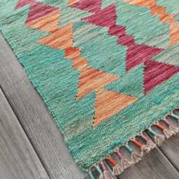 Minimalist Scandinavian Runner, Handmade Artisan Afghan Turkish Persian Swedish Style Flatweave Natural Wool Kilim Runner Rug 202x65 cm - thumbnail 2