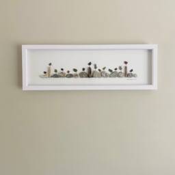 Cornish Sea Glass Birds On Pebbles & Driftwood Framed Wall Art Green/Brown Panoramic Picture Handmade in Cornwall - thumbnail 4