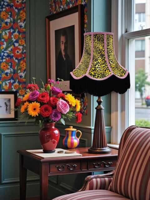 Traditional Handmade Leopard Print Table Lampshade Ceiling Pendants Floor Standard Lamp Shades Candle Clip Wall Lights Animal Print Fabric - image 1