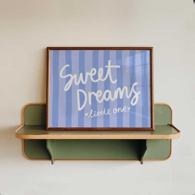 Sweet Dreams Baby Boy Print - Nursery Print, Blue Wall Art, Cute Boys Quote Art - image 1