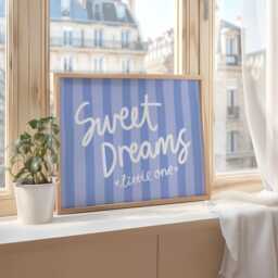 Sweet Dreams Baby Boy Print - Nursery Print, Blue Wall Art, Cute Boys Quote Art - thumbnail 3