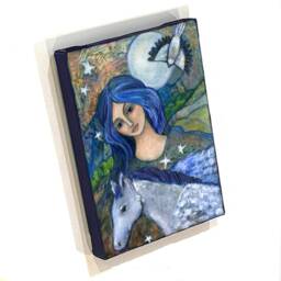 Goddess Rhiannon, Faerie Magick Portrait, Welsh Art, Lunar Witch Decor, Decor - thumbnail 2